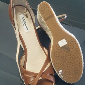 L. K. Bennett ALL Leather Brown Sandal wedges.